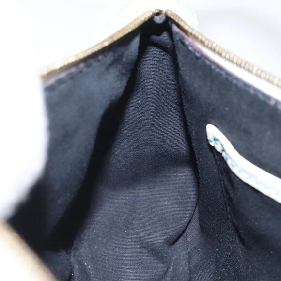 CELINE C Macadam Canvas Accessory Pouch Suede Light Blue Gold Auth 118180 - Picture 5 of 16